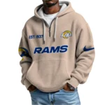 Nfl Los Angeles Rams Quarter Zip Waffle Hoodie Ram It Up Team 1