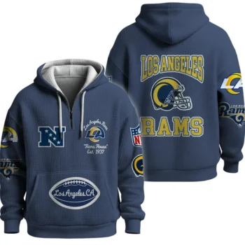 Nfl Los Angeles Rams Quarter Zip Waffle Hoodie Team 1