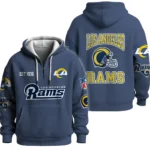 Nfl Los Angeles Rams Quarter Zip Waffle Hoodie Team Blue 1