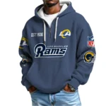 Nfl Los Angeles Rams Quarter Zip Waffle Hoodie Team Blue 1