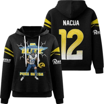 Nfl Los Angeles Rams Waffle Hoodie Puka Nacua Black 1