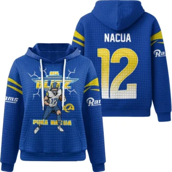 Nfl Los Angeles Rams Waffle Hoodie Puka Nacua Navy 1