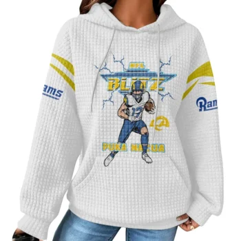 Nfl Los Angeles Rams Waffle Hoodie Puka Nacua White 2