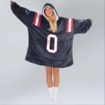 Nfl New England Patriots Blanket Hoodie Christian Gonzalez Navy 1