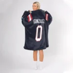 Nfl New England Patriots Blanket Hoodie Christian Gonzalez Navy 1