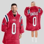 Nfl New England Patriots Blanket Hoodie Christian Gonzalez Red 1