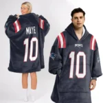 Nfl New England Patriots Blanket Hoodie Drake Maye Navy 1