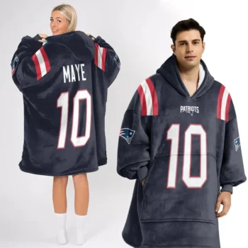 Nfl New England Patriots Blanket Hoodie Drake Maye Navy 1