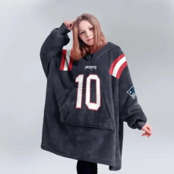 Nfl New England Patriots Blanket Hoodie Drake Maye Navy 2