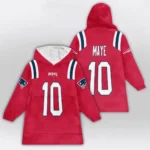 Nfl New England Patriots Blanket Hoodie Drake Maye Red 1
