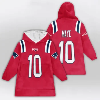 Nfl New England Patriots Blanket Hoodie Drake Maye Red 2