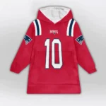Nfl New England Patriots Blanket Hoodie Drake Maye Red 1