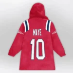 Nfl New England Patriots Blanket Hoodie Drake Maye Red 1