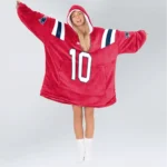Nfl New England Patriots Blanket Hoodie Drake Maye Red 1
