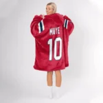 Nfl New England Patriots Blanket Hoodie Drake Maye Red 1