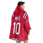 Nfl New England Patriots Blanket Hoodie Drake Maye Red 1