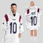 Nfl New England Patriots Blanket Hoodie Drake Maye White 1