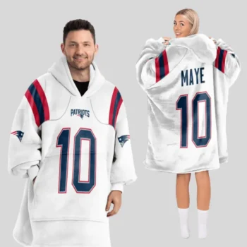 Nfl New England Patriots Blanket Hoodie Drake Maye White 1