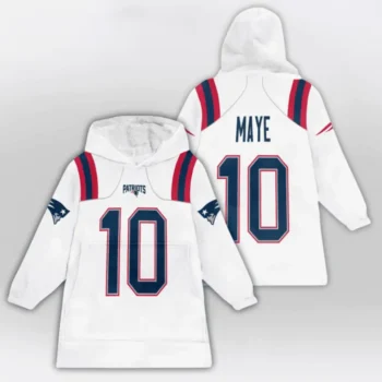 Nfl New England Patriots Blanket Hoodie Drake Maye White 2