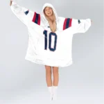 Nfl New England Patriots Blanket Hoodie Drake Maye White 1