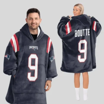Nfl New England Patriots Blanket Hoodie Kayshon Boutte Navy 1