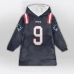 Nfl New England Patriots Blanket Hoodie Kayshon Boutte Navy 1