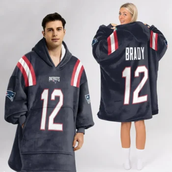 Nfl New England Patriots Blanket Hoodie Tom Brady Navy 1