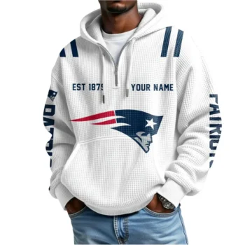 Nfl New England Patriots Quarter Zip Waffle Hoodie 2