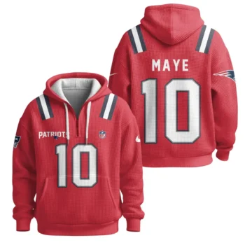 Nfl New England Patriots Quarter Zip Waffle Hoodie Drake Maye 1