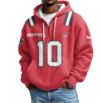 Nfl New England Patriots Quarter Zip Waffle Hoodie Drake Maye 1