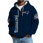 Nfl New England Patriots Quarter Zip Waffle Hoodie Drake Maye Navy 1