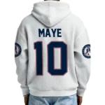 Nfl New England Patriots Quarter Zip Waffle Hoodie Drake Maye White 1