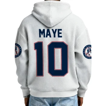 Nfl New England Patriots Quarter Zip Waffle Hoodie Drake Maye White 2