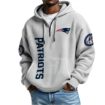 Nfl New England Patriots Quarter Zip Waffle Hoodie Drake Maye White 1