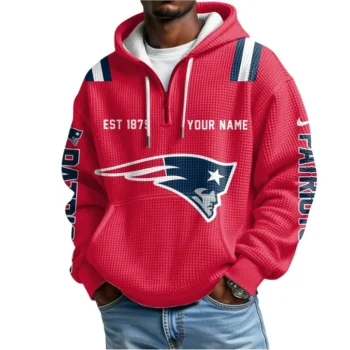 Nfl New England Patriots Quarter Zip Waffle Hoodie Player 2