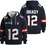 Nfl New England Patriots Quarter Zip Waffle Hoodie Tom Brady 1