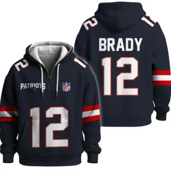 Nfl New England Patriots Quarter Zip Waffle Hoodie Tom Brady 1