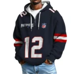 Nfl New England Patriots Quarter Zip Waffle Hoodie Tom Brady 1