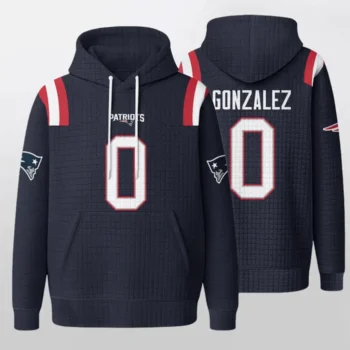 Nfl New England Patriots Waffle Hoodie Christian Gonzalez 1