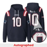 Nfl New England Patriots Waffle Hoodie Drake Maye Autographed 1