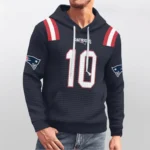 Nfl New England Patriots Waffle Hoodie Drake Maye Autographed 1