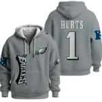 Nfl Philadelphia Eagles Quarter Zip Waffle Hoodie Jalen Hurts 1