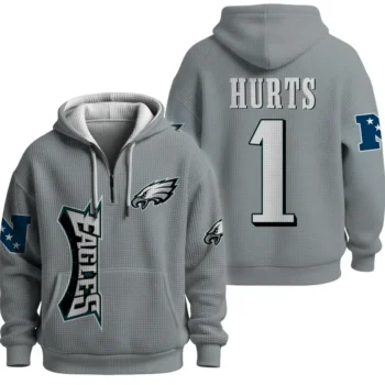 Nfl Philadelphia Eagles Quarter Zip Waffle Hoodie Jalen Hurts 1