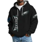 Nfl Philadelphia Eagles Quarter Zip Waffle Hoodie Jalen Hurts Black 1