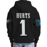 Nfl Philadelphia Eagles Quarter Zip Waffle Hoodie Jalen Hurts Black 1