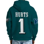 Nfl Philadelphia Eagles Quarter Zip Waffle Hoodie Jalen Hurts Green 1
