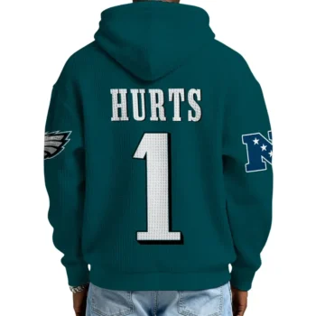 Nfl Philadelphia Eagles Quarter Zip Waffle Hoodie Jalen Hurts Green 2