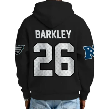 Nfl Philadelphia Eagles Quarter Zip Waffle Hoodie Saquon Barkley Black 2