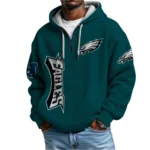 Nfl Philadelphia Eagles Quarter Zip Waffle Hoodie Saquon Barkley Green 1