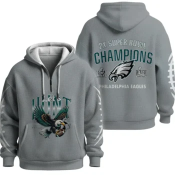 Nfl Philadelphia Eagles Quarter Zip Waffle Hoodie Super Bowl Champions 1